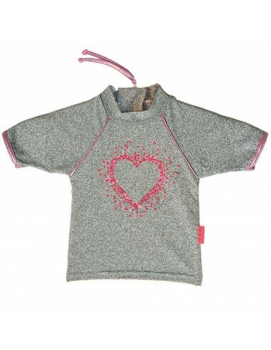 T-shirt anti uv gris chiné coeur... T-shirt anti uv gris chiné coeur...