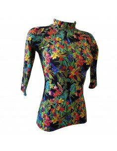 Top anti UV femme Tropiques manches 3/4 Made4sun
