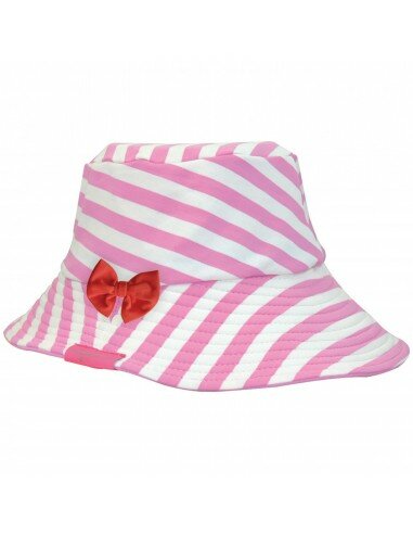 Chapeau anti UV fille rayé rose et...